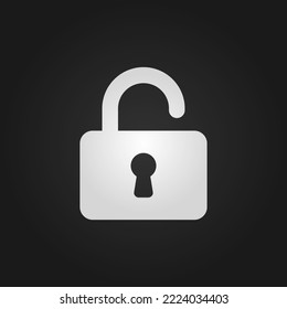 Icono De Bloqueo De Vector Desbloqueado En Fondo Negro