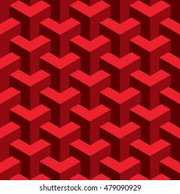 Vector unreal texture, abstract design, illusion construction, red background