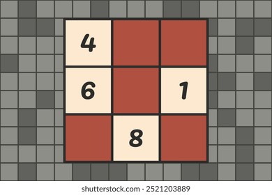 Sudoku não resolvido por vetor em um fundo cinza escuro.