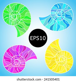 Vector  unusual background with colorful snails.