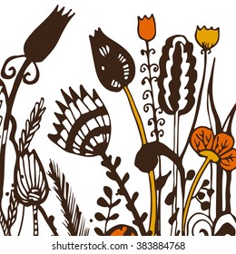 Vector unusual background with floral elements. Textile and cloth, decoration of book and magazine covers, design element.