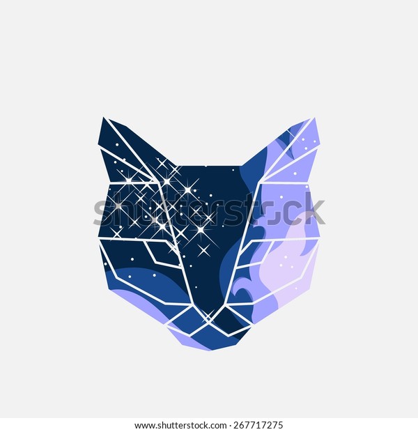 Vector Unusual Geometric Illustration Space Cat 库存矢量图(免版税