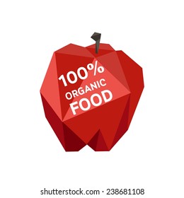 Vector unusual geometric label organic food with apple