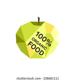 Vector unusual geometric label organic food with apple