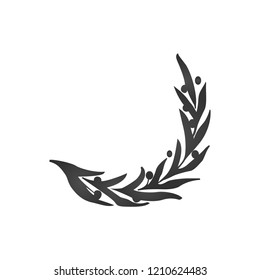 Vector unusual olive branch isolated logo, icon, illustration and symbol template