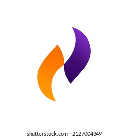 Vector unusual orange and violet logo or element of design on white background