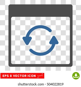 Vector Update Calendar Page EPS vector pictogram. Illustration style is flat iconic bicolor cobalt and gray symbol on a transparent background.