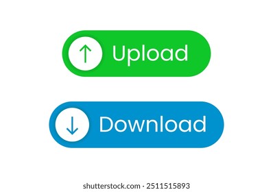 Vector Upload and Download Buttons for UI UI Vector Graphics: Upload and Download Buttons green and blue