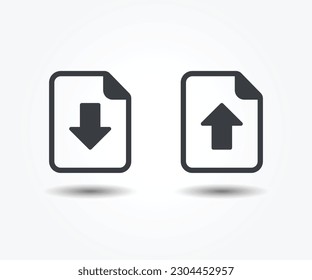 Vector Upload and download File Icon. Document upload and download icon. Vector download and upload button.