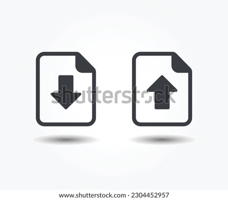 Vector Upload and download File Icon. Document upload and download icon. Vector download and upload button.