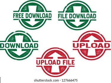 Vector Upload and Download Rubber Stamp Images