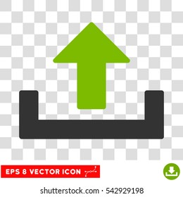 Vector Upload EPS vector pictogram. Illustration style is flat iconic bicolor eco green and gray symbol on a transparent background.
