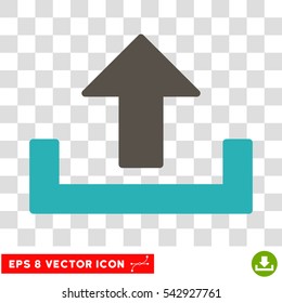 Vector Upload EPS vector pictograph. Illustration style is flat iconic bicolor grey and cyan symbol on a transparent background.