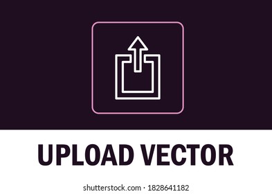 Vector of upload icon isolated on dark background. For designer.
