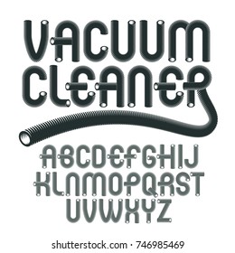 Vector upper case modern alphabet letters set. Funky rounded font, typescript for use in logo creation. Created with hosepipe style, plumbing.