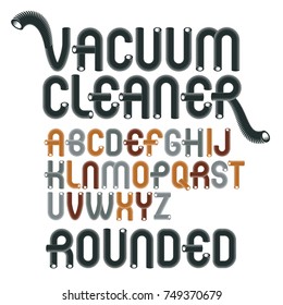 Vector upper case modern alphabet letters, abc set. Funky rounded font, typescript for use in logo creation. Made with industrial hose, 3d cylinder tube design.