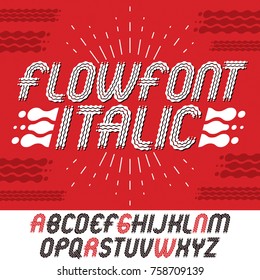 Vector upper case modern pop alphabet letters set. Rounded bold italic retro 70s font, typescript for use in logo design. Made using flow, wavy lines.