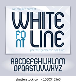 Vector upper case rounded alphabet letters made with white lines, best for use in logotype design in telecommunication theme
