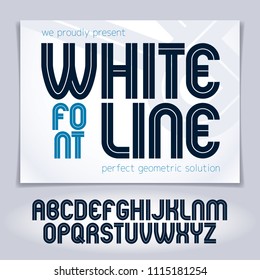 Vector upper case rounded alphabet letters made with white lines, best for use in logotype design in telecommunication theme