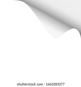 Vector upper right curl of corner of white sheet of paper.