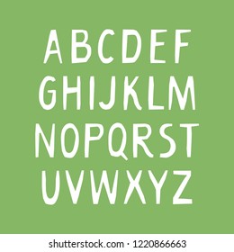 Vector uppercase alphabet for bio packaging, organic production.