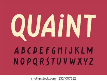 Vector uppercase display alphabet with uneven textured outline of letters.