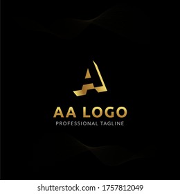 Letra vectorial mayúscula Plantilla de diseño de logotipo de espacio negativo AA. 