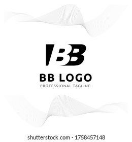 Vector Uppercase Letter BB Negative Space Logo Design Template. 
