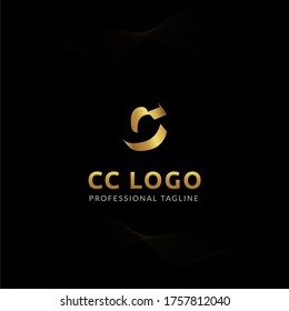 Vector Uppercase Letter CC Negative Space Logo Design Template. 