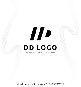 Plantilla de diseño de logotipo de espacio negativo para la letra mayúscula del vector DD. 