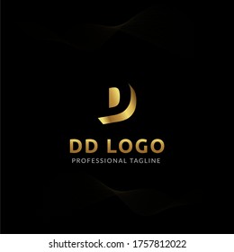 Plantilla de diseño de logotipo de espacio negativo para la letra mayúscula del vector DD. 