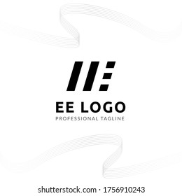 Vector Uppercase Letter EE Negative Space Logo Design Template. 