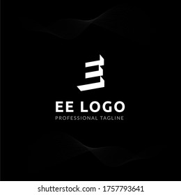 Vector Uppercase Letter EE Negative Space Logo Design Template. 