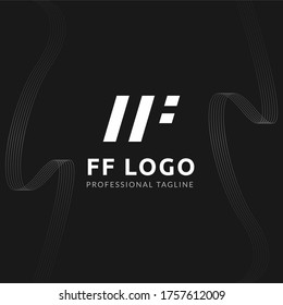 Vector Uppercase Letter FF Negative Space Logo Design Template. 