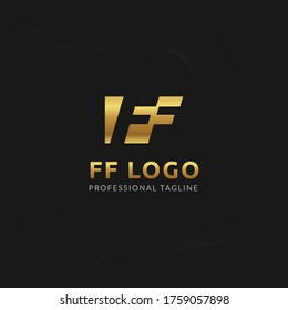 Plantilla de diseño de logotipo de espacio negativo para la letra mayúscula del vector FF. 