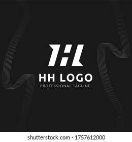 Vector Uppercase Letter HH Negative Space Logo Design Template. 