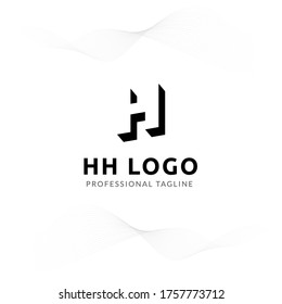 Vector Uppercase Letter HH Negative Space Logo Design Template. 