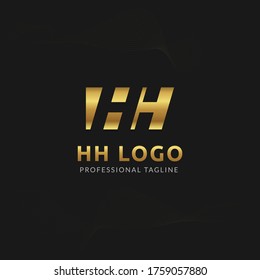 Vector Uppercase Letter HH Negative Space Logo Design Template. 
