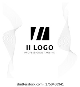 Vector Uppercase Letter II Negative Space Logo Design Template. 