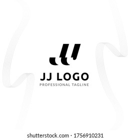 Vector Uppercase Letter JJ Negative Space Logo Design Template. 