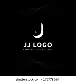 Vector Uppercase Letter JJ Negative Space Logo Design Template. 
