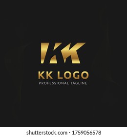 Vector Uppercase Letter KK Negative Space Logo Design Template. 