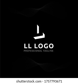 Vector Uppercase Letter LL Negative Space Logo Design Template. 