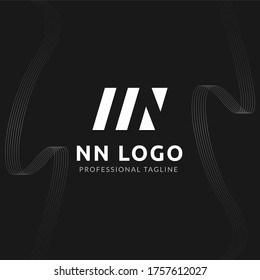 Vector Uppercase Letter NN Negative Space Logo Design Template. 