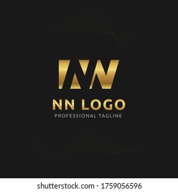 Vector Uppercase Letter NN Negative Space Logo Design Template. 