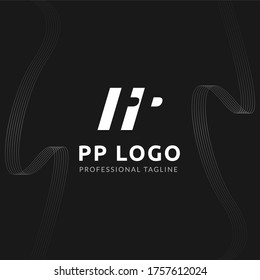 Vector Uppercase Letter PP Negative Space Logo Design Template. 