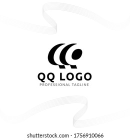 Vector Uppercase Letter QQ Negative Space Logo Design Template. 
