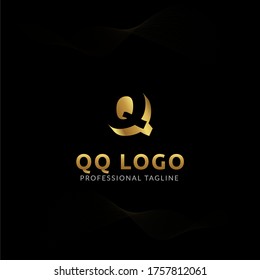 Vector Uppercase Letter QQ Negative Space Logo Design Template. 