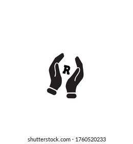 Vector Uppercase Letter R Negative Space Logo Design Template. 