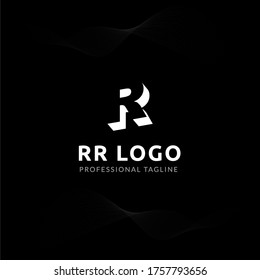 Vector Uppercase Letter RR Negative Space Logo Design Template. 